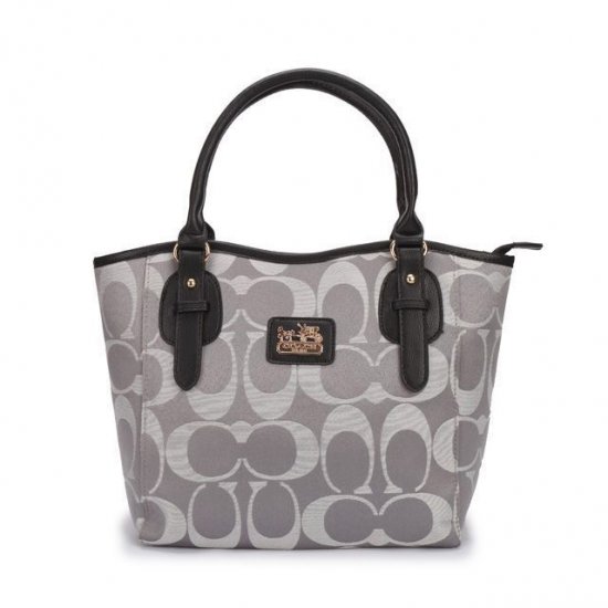 Coach Logo In Monogram Small Grey Totes DCK | Women - Click Image to Close